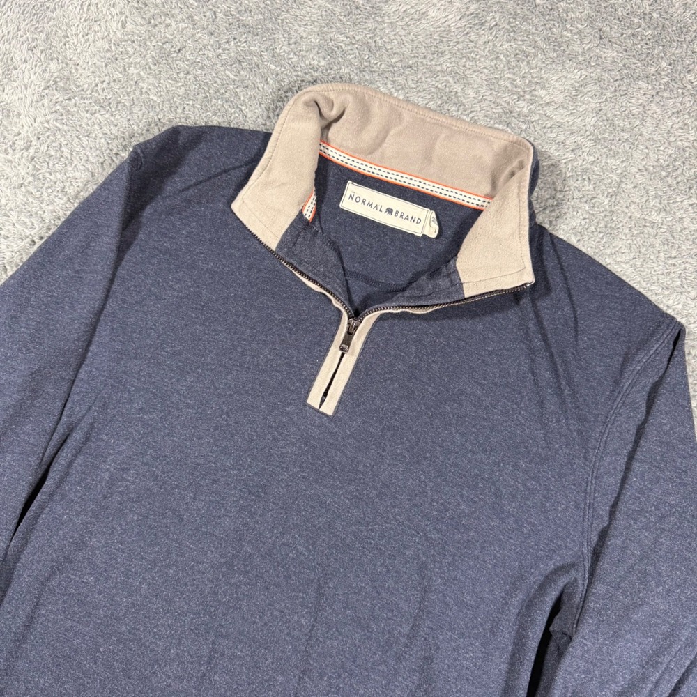 The Normal Brand Quarter Zip Pullover Mens Size L Navy Excellent Long Sleeve